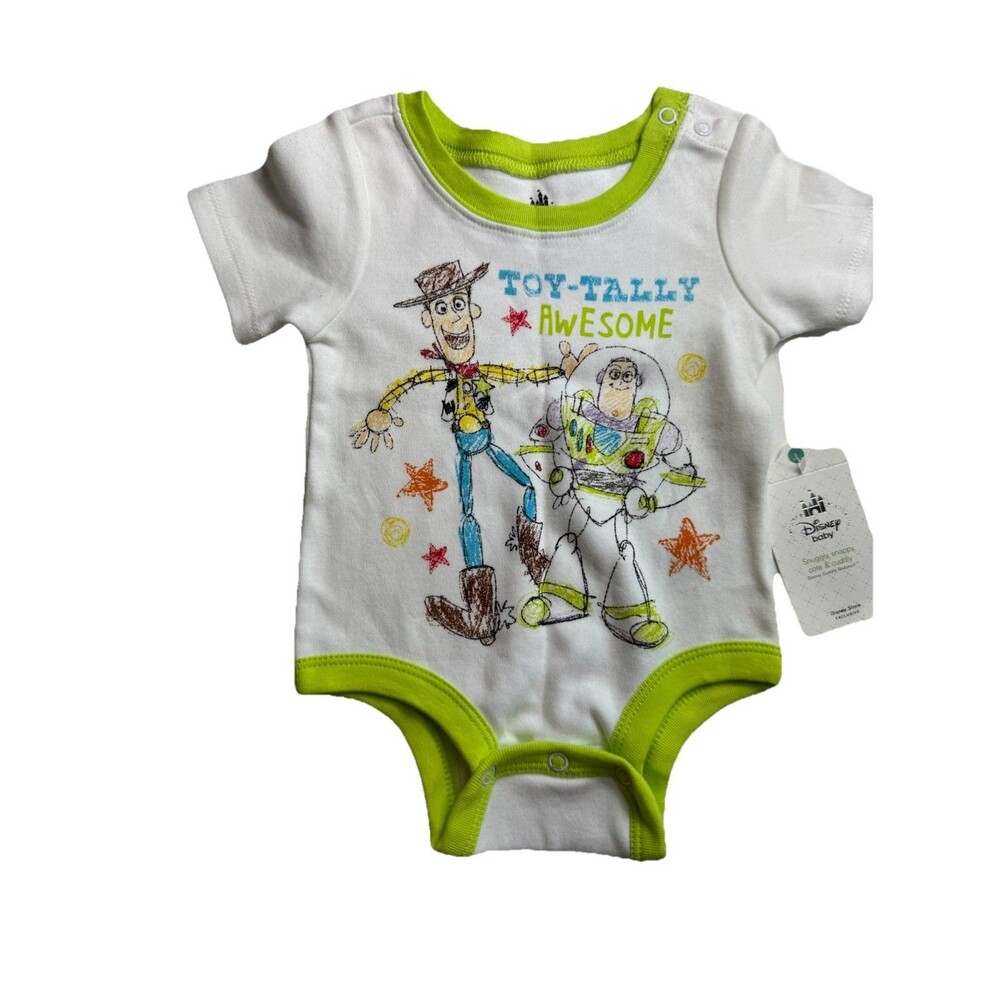 Disney Baby Bodysuit Woody Buzz Lightyear Toy Story “Toy-tally Awesome” 6-12 M